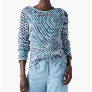 NEW NIC + ZOE crochet surf sweater in blue mix